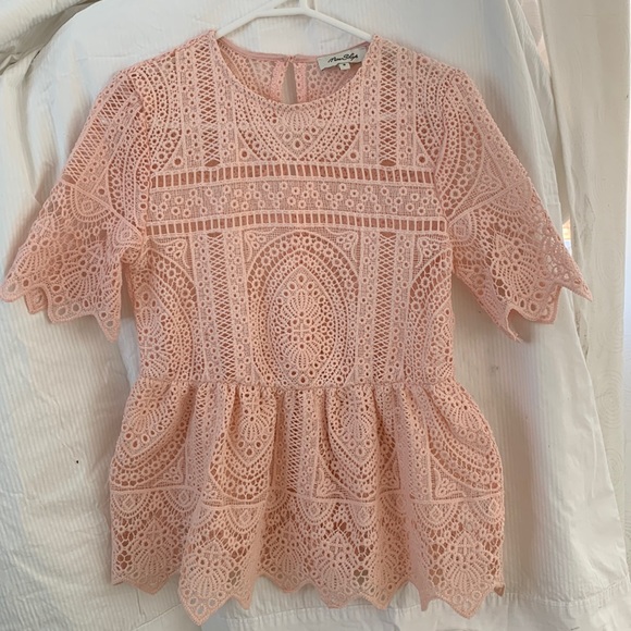 Miss Shop Tops - Miss Shop pink lace peplum top